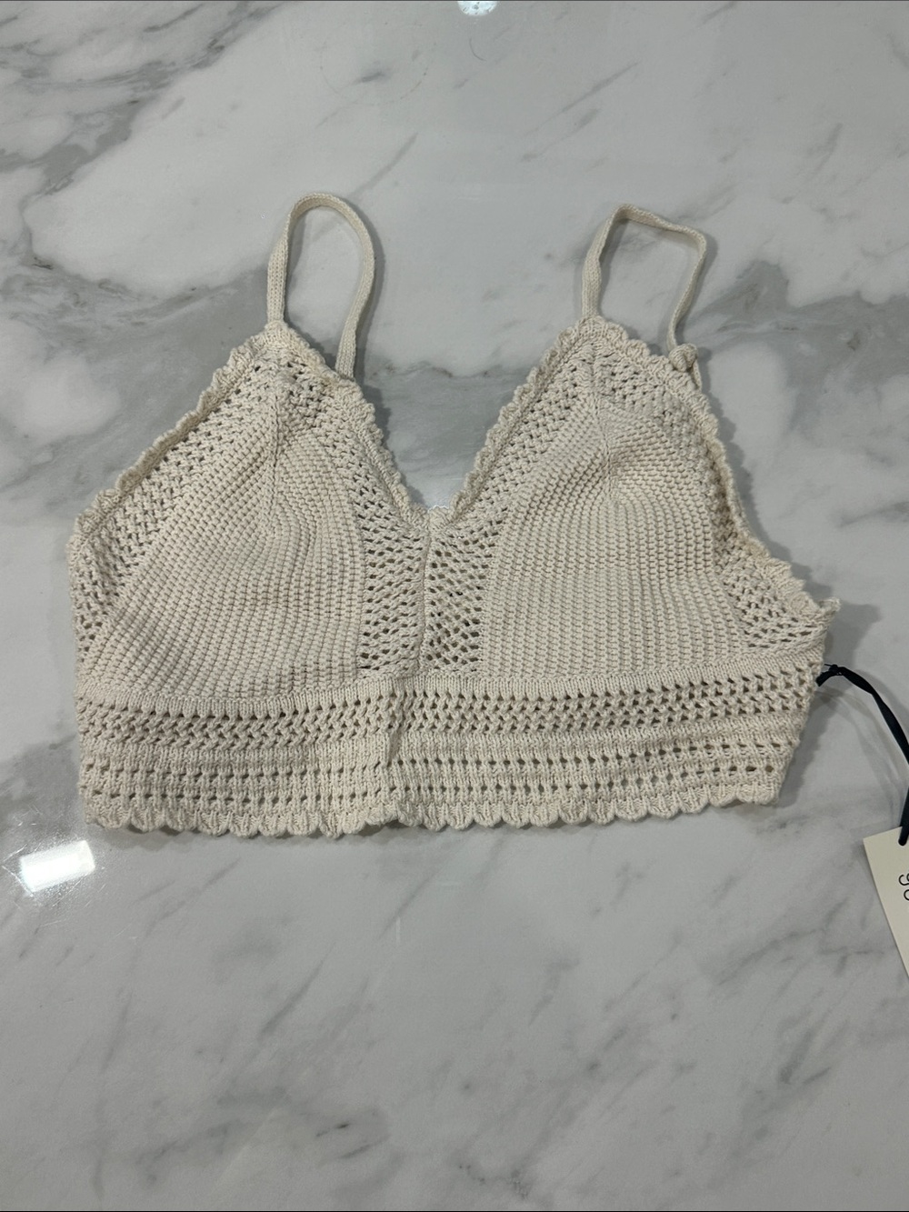 Freshman 1996 NWT Crochet Bralette Tank Top in Cream Size Large Cotton Boho Chic